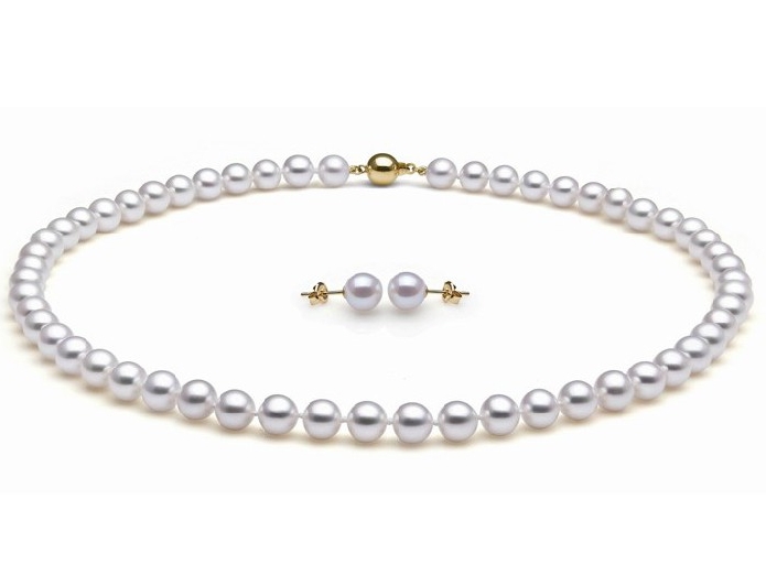 Full Set of 7-7.5 mm White Akoya Pearls AA+/AAA